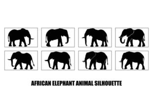 afrikanisch Elefant Tier Silhouette Satz, wild afrikanisch Elefant Silhouette einstellen vektor