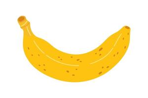 Karikatur Banane Symbol. Hand gezeichnet reif Banane, modisch eben Stil Gelb Frucht. tropisch Frucht, Banane Snack oder Vegetarier Ernährung. isoliert auf Weiß Illustration vektor