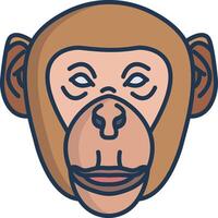 Affe Gesicht linear Farbe Illustration vektor