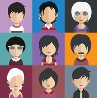 Sats med färgglada avatarer av tecken vektor
