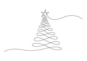 jul träd kontinuerlig ett linje teckning proffs illustration vektor