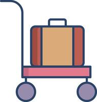 bagage vagn linjär Färg illustration vektor
