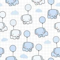 sömlösa mönster med söt elefant och ballong tecknad doodle vektorillustration vektor