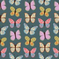 färgrik sömlös mönster med fjärilar. sommar blommig upprepa bakgrund för tyger eller bakgrundsbilder. vektor