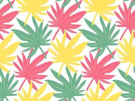 sömlös mönster med färgrik tropisk löv. exotisk blommig mönster för design och textil. sommar bakgrund i pastell färger. vektor
