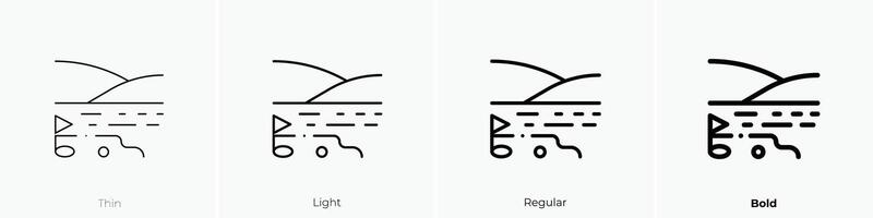 Golf Feld Symbol. dünn, Licht, regulär und Fett gedruckt Stil Design isoliert auf Weiß Hintergrund vektor