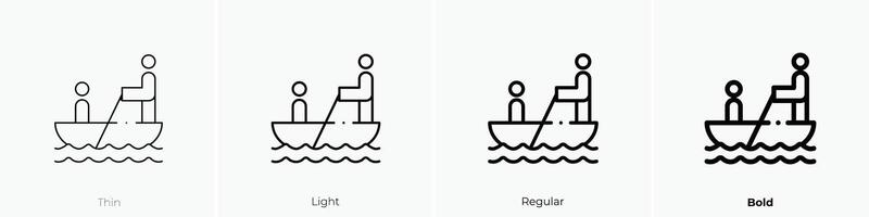 Gondoliere Symbol. dünn, Licht, regulär und Fett gedruckt Stil Design isoliert auf Weiß Hintergrund vektor