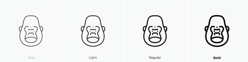 Gorilla Symbol. dünn, Licht, regulär und Fett gedruckt Stil Design isoliert auf Weiß Hintergrund vektor