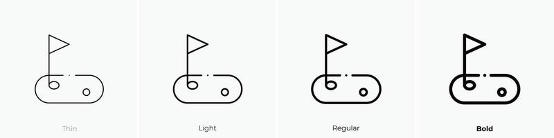 Golf Feld Symbol. dünn, Licht, regulär und Fett gedruckt Stil Design isoliert auf Weiß Hintergrund vektor