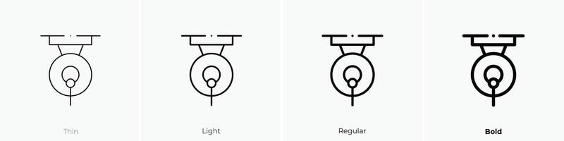 Gong Symbol. dünn, Licht, regulär und Fett gedruckt Stil Design isoliert auf Weiß Hintergrund vektor