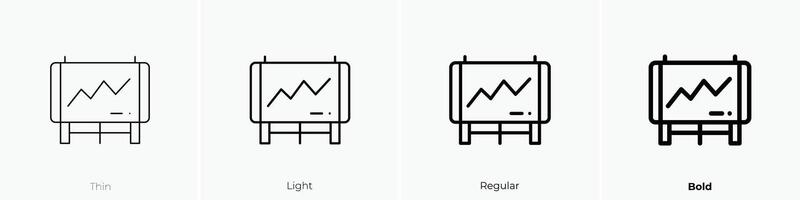 Graph Symbol. dünn, Licht, regulär und Fett gedruckt Stil Design isoliert auf Weiß Hintergrund vektor