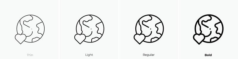 Grün Planet Symbol. dünn, Licht, regulär und Fett gedruckt Stil Design isoliert auf Weiß Hintergrund vektor