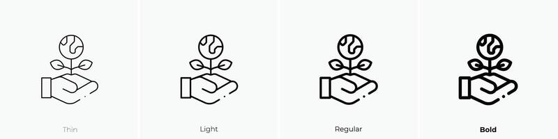 Grün Erde Symbol. dünn, Licht, regulär und Fett gedruckt Stil Design isoliert auf Weiß Hintergrund vektor