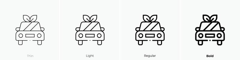 Grün Fahrzeug Symbol. dünn, Licht, regulär und Fett gedruckt Stil Design isoliert auf Weiß Hintergrund vektor