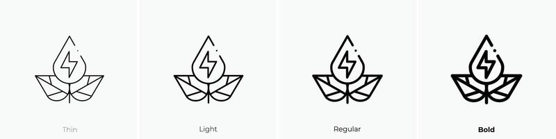 Grün Energie Symbol. dünn, Licht, regulär und Fett gedruckt Stil Design isoliert auf Weiß Hintergrund vektor