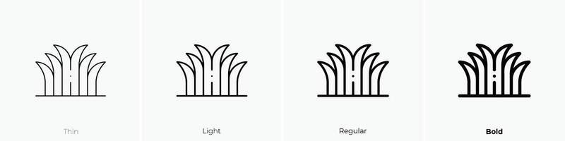 Gras Symbol. dünn, Licht, regulär und Fett gedruckt Stil Design isoliert auf Weiß Hintergrund vektor