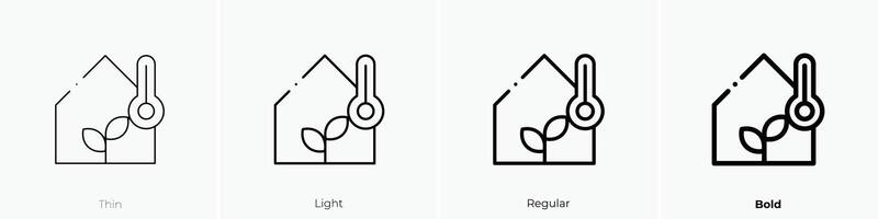 Gewächshaus Symbol. dünn, Licht, regulär und Fett gedruckt Stil Design isoliert auf Weiß Hintergrund vektor