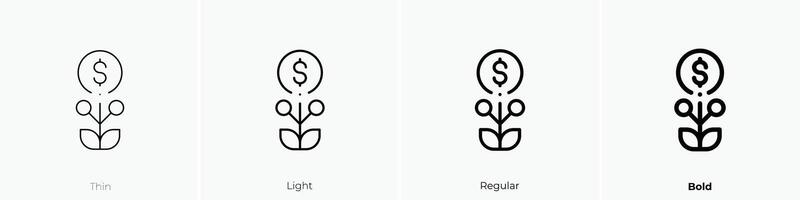 Wachstum Symbol. dünn, Licht, regulär und Fett gedruckt Stil Design isoliert auf Weiß Hintergrund vektor