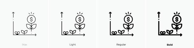 Wachstum Symbol. dünn, Licht, regulär und Fett gedruckt Stil Design isoliert auf Weiß Hintergrund vektor