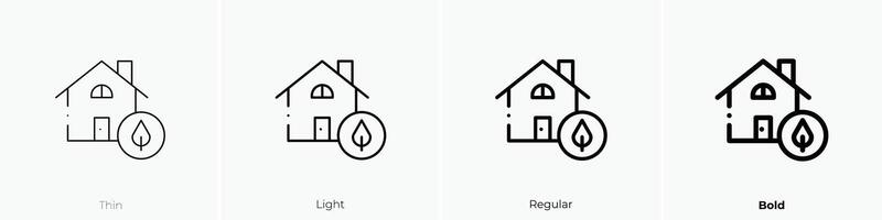 grön hus ikon. tunn, ljus, regelbunden och djärv stil design isolerat på vit bakgrund vektor