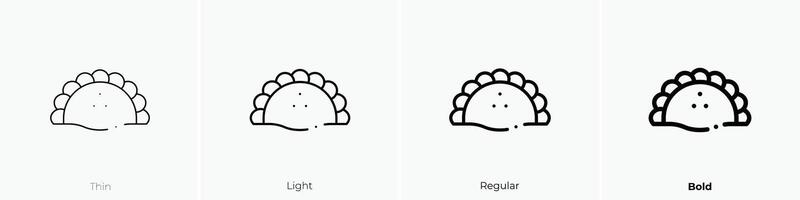 Gujjia Symbol. dünn, Licht, regulär und Fett gedruckt Stil Design isoliert auf Weiß Hintergrund vektor