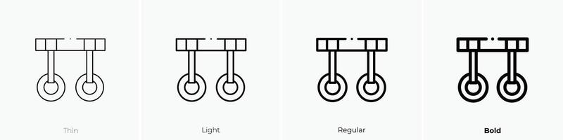 Fitnessstudio Symbol. dünn, Licht, regulär und Fett gedruckt Stil Design isoliert auf Weiß Hintergrund vektor