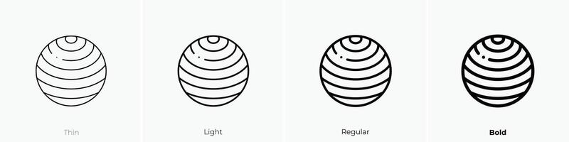 Fitnessstudio Ball Symbol. dünn, Licht, regulär und Fett gedruckt Stil Design isoliert auf Weiß Hintergrund vektor