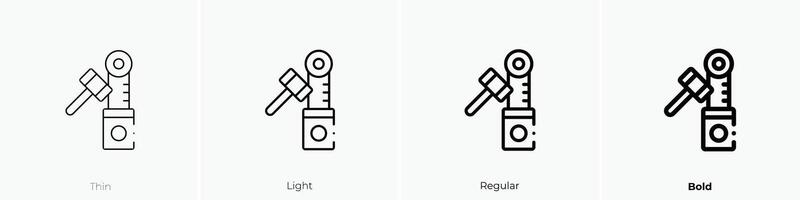 hammare spel ikon. tunn, ljus, regelbunden och djärv stil design isolerat på vit bakgrund vektor