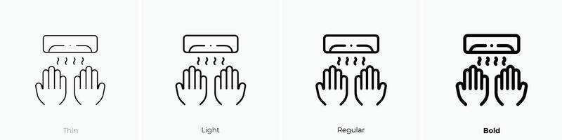 Hand Trockner Symbol. dünn, Licht, regulär und Fett gedruckt Stil Design isoliert auf Weiß Hintergrund vektor