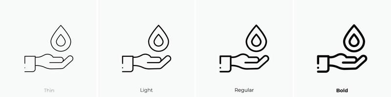 Hand Symbol. dünn, Licht, regulär und Fett gedruckt Stil Design isoliert auf Weiß Hintergrund vektor