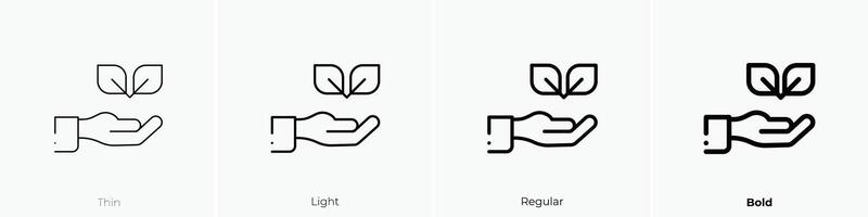 Hand Symbol. dünn, Licht, regulär und Fett gedruckt Stil Design isoliert auf Weiß Hintergrund vektor