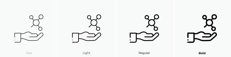 Hand Symbol. dünn, Licht, regulär und Fett gedruckt Stil Design isoliert auf Weiß Hintergrund vektor