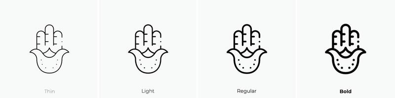 hamsa Symbol. dünn, Licht, regulär und Fett gedruckt Stil Design isoliert auf Weiß Hintergrund vektor