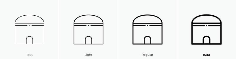 Halle Symbol. dünn, Licht, regulär und Fett gedruckt Stil Design isoliert auf Weiß Hintergrund vektor