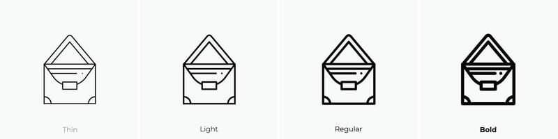 Handtasche Symbol. dünn, Licht, regulär und Fett gedruckt Stil Design isoliert auf Weiß Hintergrund vektor