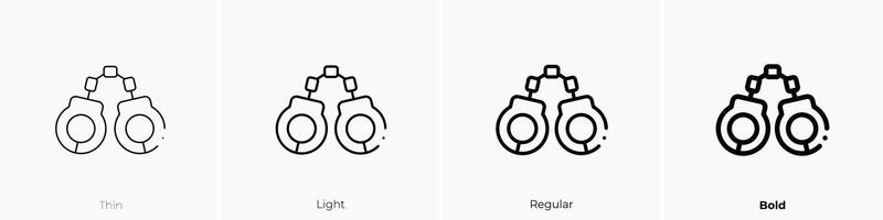 Handschelle Symbol. dünn, Licht, regulär und Fett gedruckt Stil Design isoliert auf Weiß Hintergrund vektor