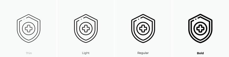 Gesundheit Versicherung Symbol. dünn, Licht, regulär und Fett gedruckt Stil Design isoliert auf Weiß Hintergrund vektor