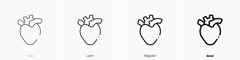 Herz Symbol. dünn, Licht, regulär und Fett gedruckt Stil Design isoliert auf Weiß Hintergrund vektor