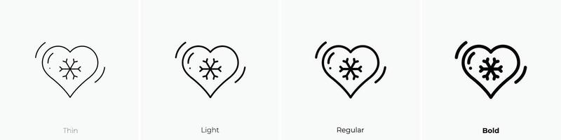 Herz Symbol. dünn, Licht, regulär und Fett gedruckt Stil Design isoliert auf Weiß Hintergrund vektor