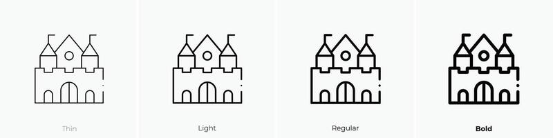 verfolgt Haus Symbol. dünn, Licht, regulär und Fett gedruckt Stil Design isoliert auf Weiß Hintergrund vektor