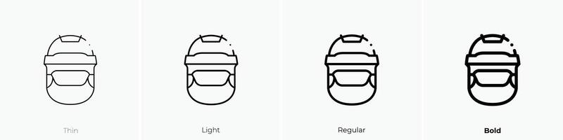 Helm Symbol. dünn, Licht, regulär und Fett gedruckt Stil Design isoliert auf Weiß Hintergrund vektor