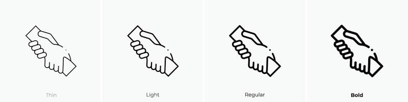 Portion Hand Symbol. dünn, Licht, regulär und Fett gedruckt Stil Design isoliert auf Weiß Hintergrund vektor