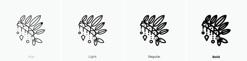 Kopfschmuck Symbol. dünn, Licht, regulär und Fett gedruckt Stil Design isoliert auf Weiß Hintergrund vektor