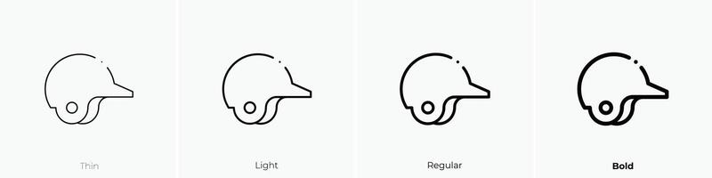 Helm Symbol. dünn, Licht, regulär und Fett gedruckt Stil Design isoliert auf Weiß Hintergrund vektor