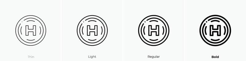 Hubschrauberlandeplatz Symbol. dünn, Licht, regulär und Fett gedruckt Stil Design isoliert auf Weiß Hintergrund vektor