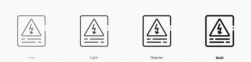 hoch Stromspannung Symbol. dünn, Licht, regulär und Fett gedruckt Stil Design isoliert auf Weiß Hintergrund vektor