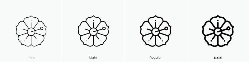 Hibiskus Symbol. dünn, Licht, regulär und Fett gedruckt Stil Design isoliert auf Weiß Hintergrund vektor