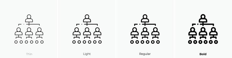 Hierarchie Symbol. dünn, Licht, regulär und Fett gedruckt Stil Design isoliert auf Weiß Hintergrund vektor