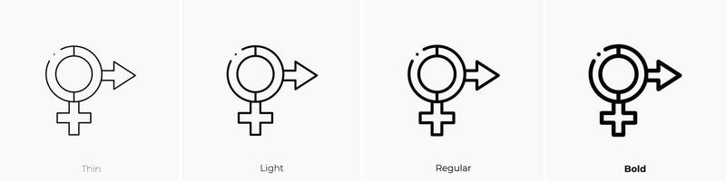 heterosexuell Symbol. dünn, Licht, regulär und Fett gedruckt Stil Design isoliert auf Weiß Hintergrund vektor