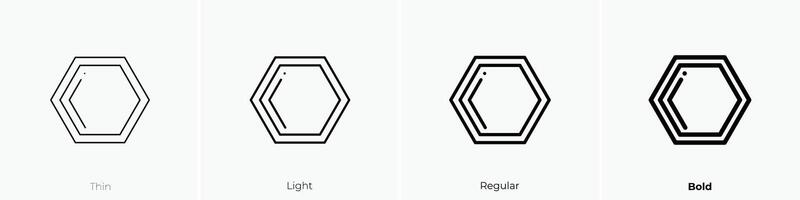 Hexagon Symbol. dünn, Licht, regulär und Fett gedruckt Stil Design isoliert auf Weiß Hintergrund vektor